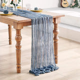 Qfdian Beige Table Runner Gauze Cheesecloth Rustic Sheer Boho Wedding Decoration Tablecloth Baby Shower Christmas Birthday Party Decors