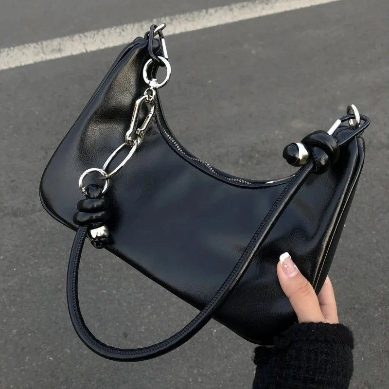 Qfdian Y2k Aesthetic Casual Top-Handle Bags Office Lady Office Lady Fairy Chic Shoulder Underarm Bag Luxury Design Purses and Handbags