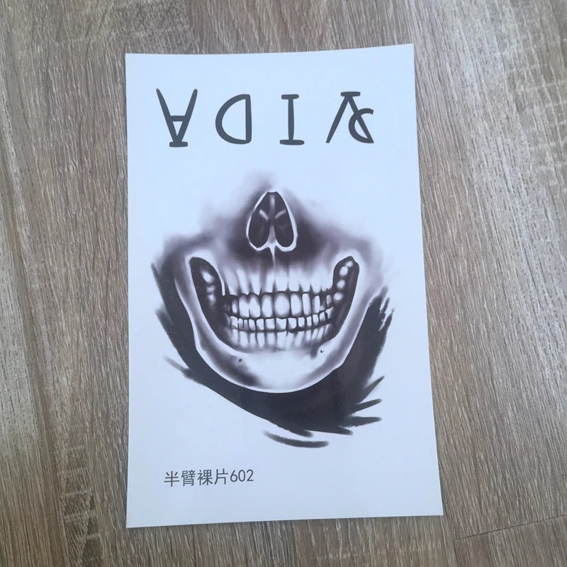 Qfdian 4pc/Lot Dark Back Hand Waterproof Temporary Fake Tattoo Male Prajna Cool Eye Art Personality Neck Half Arm Star Tattoo Stickers