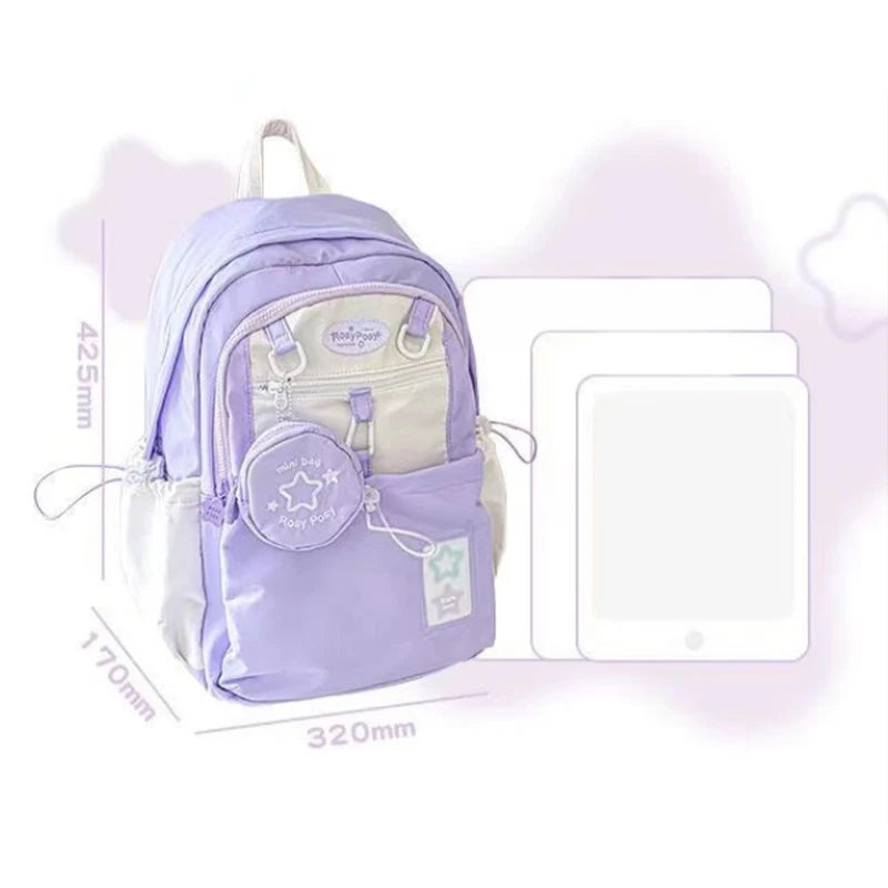 Qfdian Girl's Backpack Student New Fashion Backpacks for Girls Large Capacity School Bag Travel Bag Female Shoulder Bag for High School