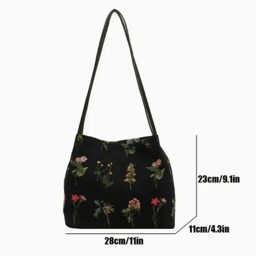 Qfdian Large-capacity Embroidered Tote Bag Women Summer Trendy Cloth Bag Niche Embroidery Shoulder Bag Texture Bucket Bags Canvas Bags