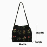 Qfdian Large-capacity Embroidered Tote Bag Women Summer Trendy Cloth Bag Niche Embroidery Shoulder Bag Texture Bucket Bags Canvas Bags
