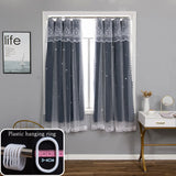 Qfdian Star Curtain Blackout Partition Window Hanging ring for Bedroom Living room With gauze pink Simple Decor curtain