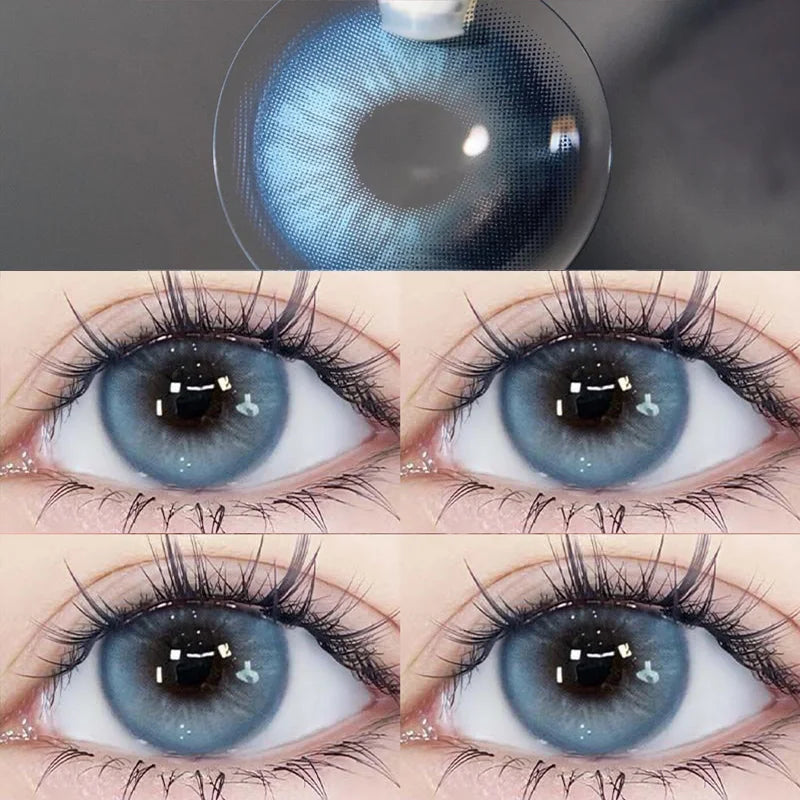 Qfdian 1pair Cosmetic Blue Green Gray Brown Color Contact Lenses Apex Iris Circle Lens 14.2mm