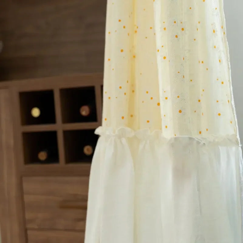 Qfdian Beige Floral Curtains 1 Panel Rod Pocket Boho Daisy Bedroom Living Room Kitchen Decors Farmhouse Rustic Bohemian Windows Curtain