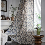 Qfdian Blue Floral Curtain Printing Window Curtains for Light Blocking Drapes Rod Pocket Bedrooms Living Room Bathroom Boho Decorations