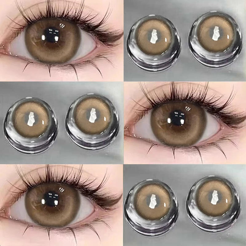 Qfdian 2pcs Highlight Nightclub Party Contact Lenses Cute Softlens Enlarge Pupil