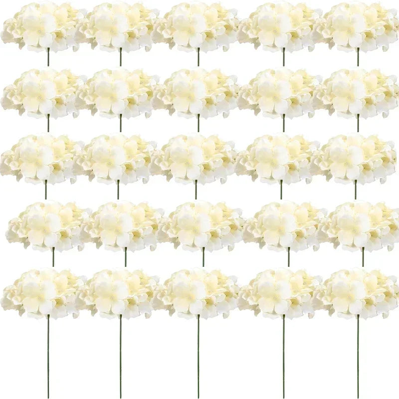 Qfdian 25PCS Hydrangea Artificial Flowers  Silk Hydrangea Heads Flowers for DIY Wedding Centerpiece Home Party Decoration