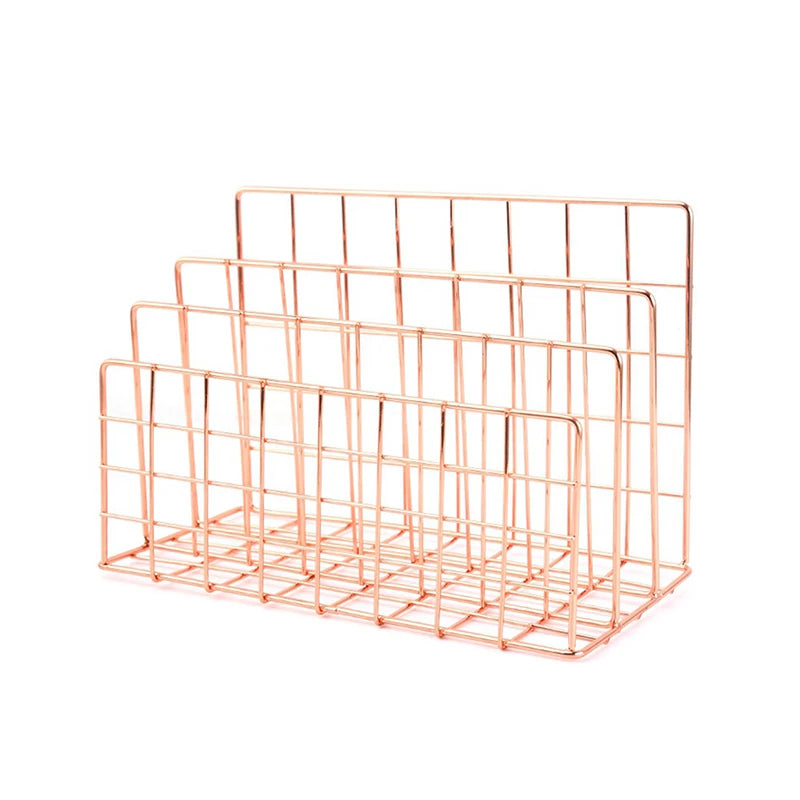 Qfdian Ins Minimalist Iron Desktop Storage Rack Organizer Table Organizing Rack Document Book Rack Desk Multi-functional Storage Rack