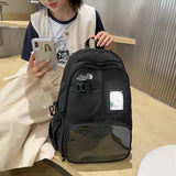 Qfdian Y2k Aesthetic Vintage Grunge Ita Bags High-capacity Transparent Laptop Schoolbags Women Students All Match Ins Preppy Backpacks