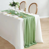 Qfdian Sage Green Chiffon Table Runner Wedding Decoration Baby Shower Birthday Parties Christmas Halloween Thanksgiving Events Supplies