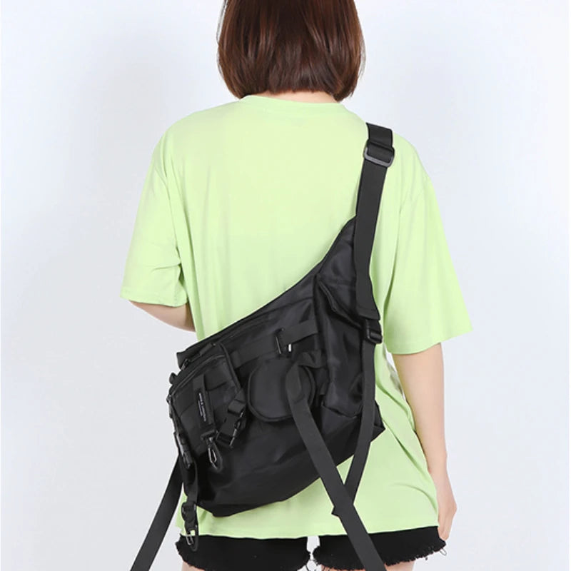 Qfdian Japanese Crossbody Bags Men High-capacity Cargo Preppy Shoulder Handbags Women Casual College Students Laptop Messenger  Y2k