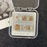 Qfdian 10pcs Handmade Design Fake Nails Press On Nails Short Fake Nails Manicure Artist Latte Round Head Wearable Fingernail Decoration