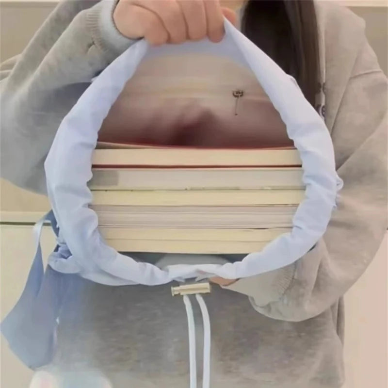 Qfdian Korean Sweet Girls Chic Backpack Fashion Preppy All Match Students Schoolbags Women Casual Pleated Nylon Backpacks Y2k Aesthetic