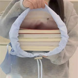 Qfdian Korean Sweet Girls Chic Backpack Fashion Preppy All Match Students Schoolbags Women Casual Pleated Nylon Backpacks Y2k Aesthetic