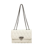 Qfdian 1 Simple and Stylish Diamond Grid Crossbody Bag, Metal Chain Shoulder Bag, Suitable for Women's Daily Leisure Handbags