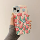 Qfdian Cute 3D Tulip Flower Butterfly Case For iPhone 13 12 11 14 15 Pro Max XS X XR 7 8 14 Plus SE 3 2 Silicone Soft Phone Back Cover