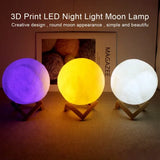 Qfdian 8cm Moon Lamp LED Night Light Battery Powered With Stand Starry Lamp Bedroom Decor Night Lights Kids Gift Moon Lamp