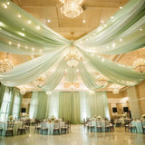 Qfdian Wedding Drapes Ceiling Decoration Chiffon Sheer Curtain for Weddings Reception Birthday Party Arch Drapery Tent Bedroom Backdrop