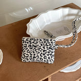 Qfdian Vintage Harajuku Mini Handbags Personality Fashion Leopard Neck Bags Y2k Aesthetic Ins Casual Purses Women Trendy Top-Handle Bag