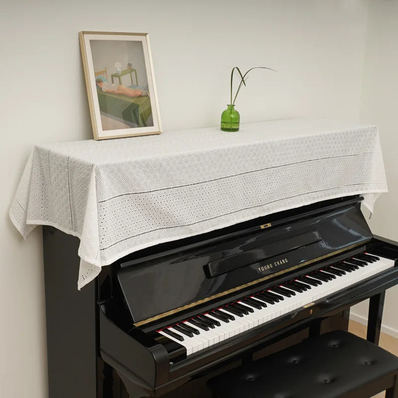 Qfdian Lace Tablecloth Embroidered TableCover Square Classic Dustproof Table Protector for Kitchen Dining Room Party Wedding Decoration