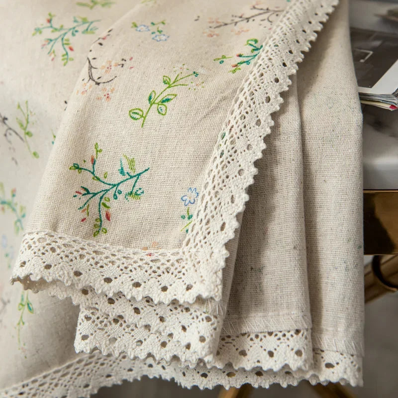 Qfdian Floral Farmhouse Curtains Semi-Blackout Living Room Drapes Cotton Linen Bohemian Window Curtain 1 Panels Tassel Beige Rod Pocket