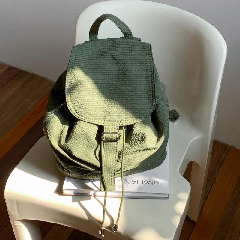 Qfdian Streetwear Vintage Nylon Simple Backpacks Casual All Match Women Students Backpack Y2k Aesthetic Fashion Ins Grunge Schoolbags