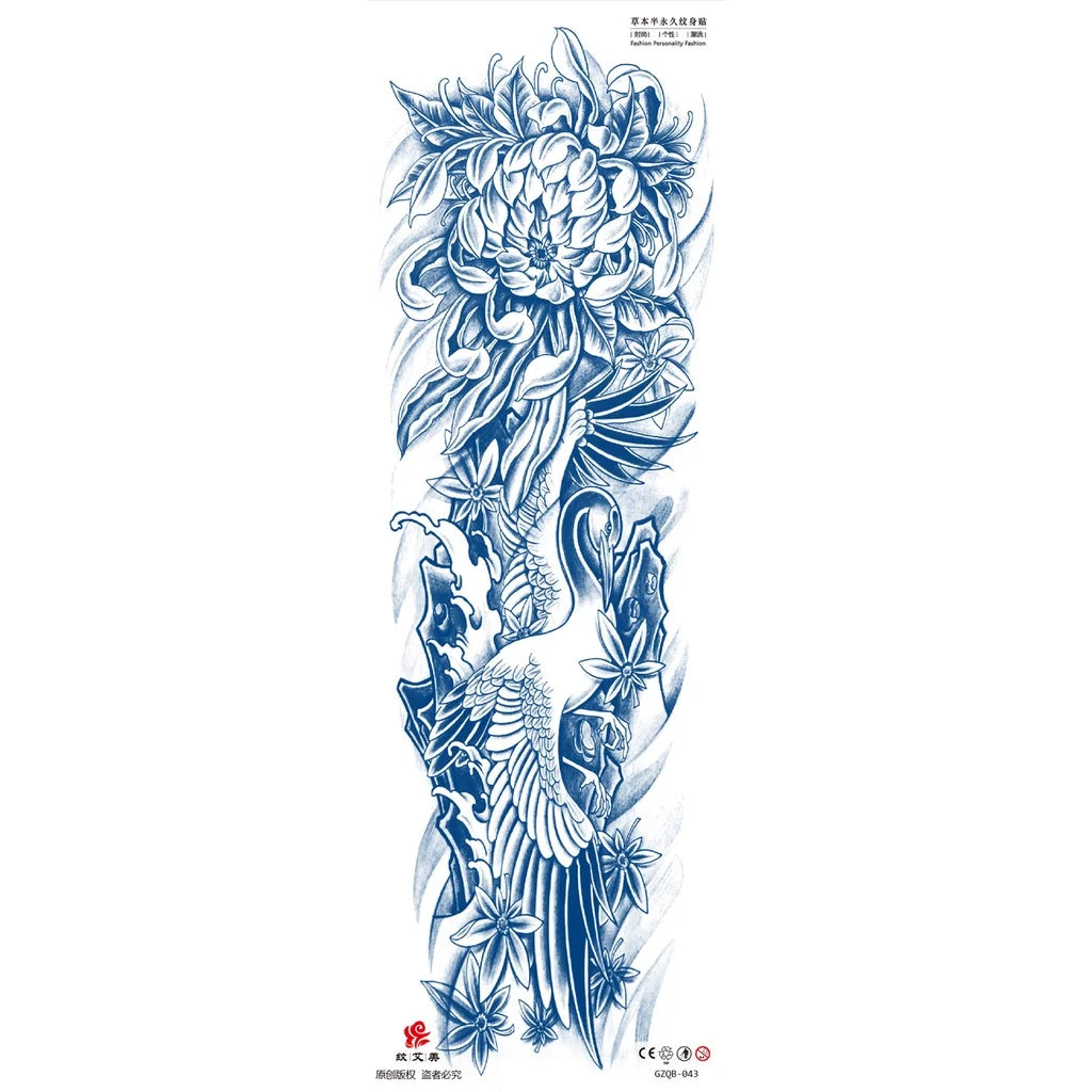 Qfdian Full Leg Arm Temporary Herbal Juice Ink Tattoo Stickers Lasting  15 Days Waterproof Tattoo  Animal  Tattoo Stickers for Men Boys
