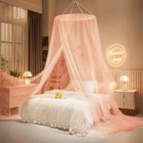 Qfdian Domed mosquito net pink girl Canopy over the bed foldable Mosquito net door baby crib anti-mosquito