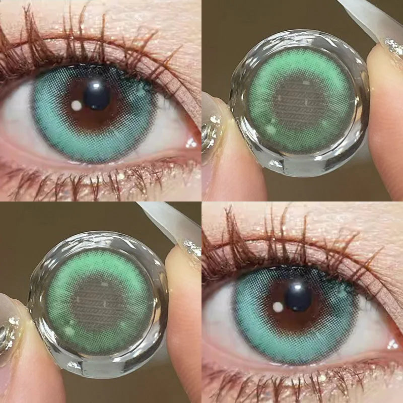 Qfdian 2Pieces Color Contact Lenses Bling Pupil Beauty Cosplay Color Circle Lens Yearly Galaxy Colour Contacts with Box
