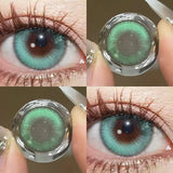 Qfdian 2Pieces Color Contact Lenses Bling Pupil Beauty Cosplay Color Circle Lens Yearly Galaxy Colour Contacts with Box