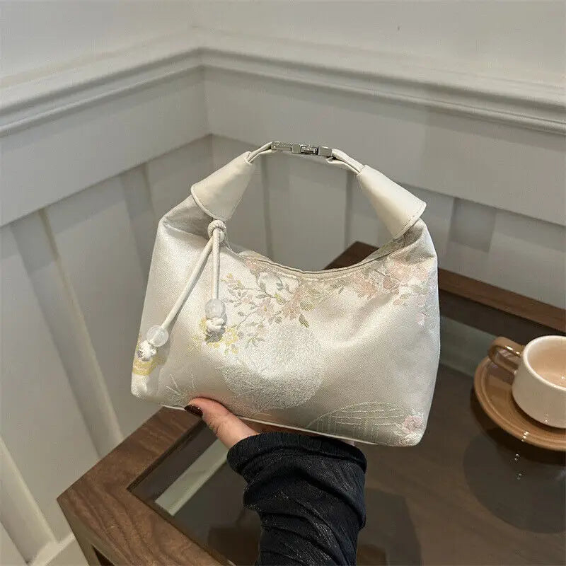 Qfdian Chinese Style Satin Embroidery Bag Women's Summer Crossbody Bag Handbag