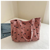 Qfdian Single shoulder crossbody bow, fresh underarm texture, large capacity tote bag, handbag, women's bag