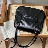 Qfdian Vintage Office Lady Simple Women's Handbags All Match Casual Underarm Bag Streetwear Fashion Trendy Shoulder Bags Y2k Aesthetic