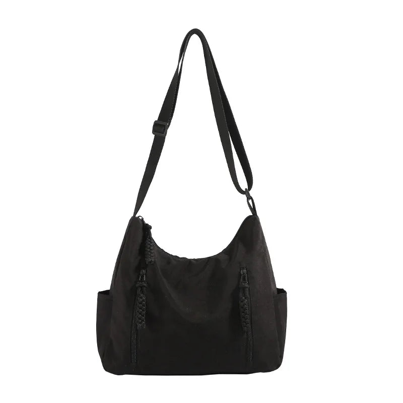 Qfdian Streetwear Women Simple Zipper Shoulder Bags All Match Y2k Aesthetic Fashion Handbags Casual Vintage Women Underarm Bag Trendy