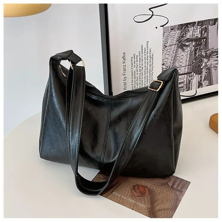 Qfdian Retro Patent Leather Shoulder Bag For Women Luxury Flap Crossbody Bag Casual Tote Bag Large Capacity Underarm Handbags And Purse