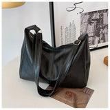Qfdian Retro Patent Leather Shoulder Bag For Women Luxury Flap Crossbody Bag Casual Tote Bag Large Capacity Underarm Handbags And Purse
