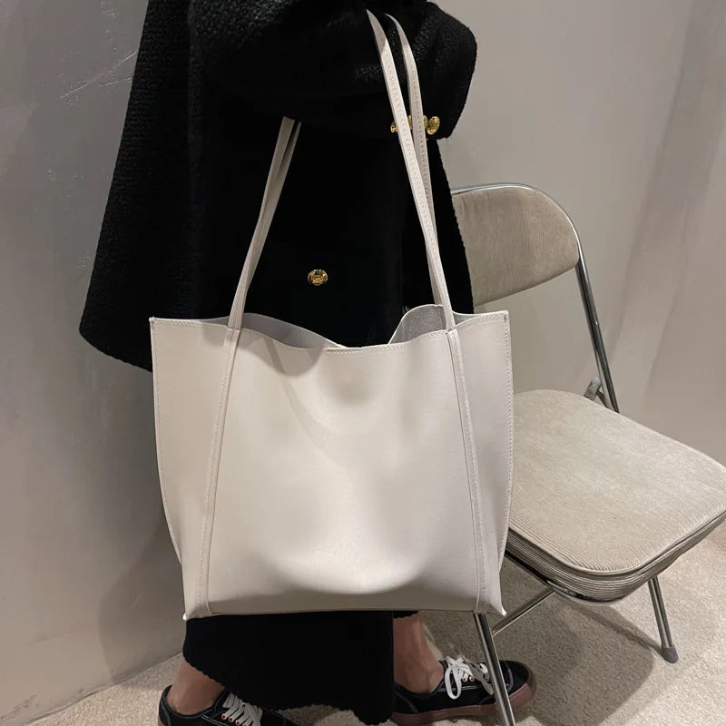Qfdian Large Capacity Shoulder Bag Trendy Pu Leather Tote Bags Solid Color Ladies Handbag Women's Fashion Underarm bags