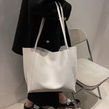 Qfdian Large Capacity Shoulder Bag Trendy Pu Leather Tote Bags Solid Color Ladies Handbag Women's Fashion Underarm bags