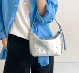 Qfdian Fashion Women Luxury Design Rivets Underarm Bag Punk All Match Office Lady Handbags Vintage Casual Shoulder Bags Y2k Aesthetic