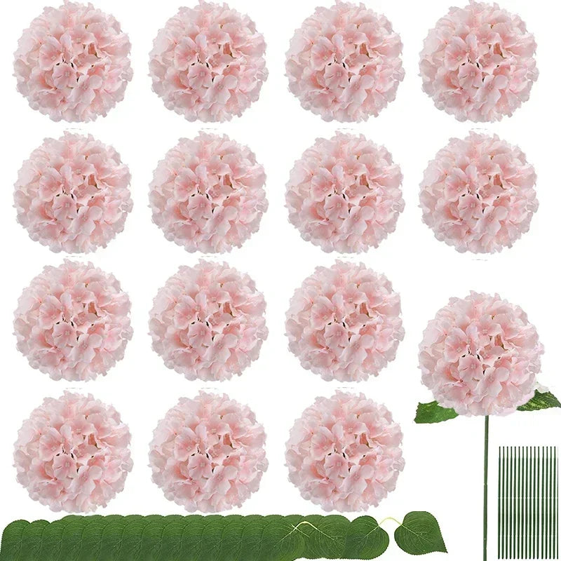 Qfdian Silk Hydrangea Flowers 54 Petals Artificial Hydrangeas with Stem for Flower Arrangement Table Decor Wedding Home Decoration
