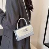Qfdian Women Shoulder Bags New Bow Small Niche Simple High Quality Single Crossbody Bags Small Square Handbags and Purse
