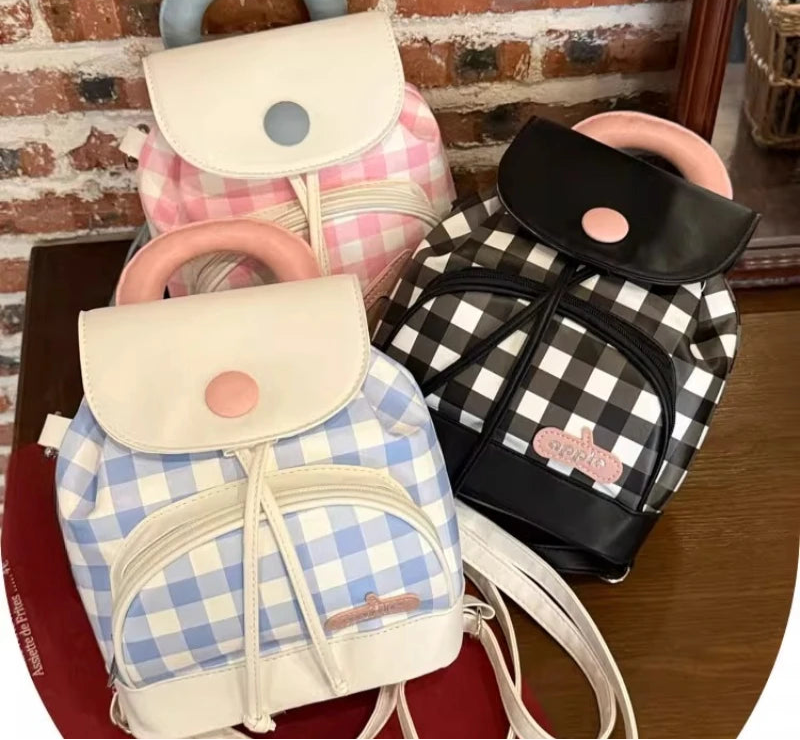 Qfdian Y2k Aesthetic Mini All Match Backpacks Contrast Color Plaid Fashion Casual Preppy Schoolbags Japanese Kawaii Chic Bags for Women