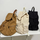 Qfdian Casual Backpack Women Large Capacity Fashion Junior High School Student Pleat Schoolbag Cloth Bag Korean Travel Backpack