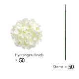 Qfdian 50 PCS Artificial Hydrangea Flowers Silk Hydrangea Heads for Wedding