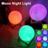 Qfdian 8cm Moon Lamp LED Night Light Battery Powered With Stand Starry Lamp Bedroom Decor Night Lights Kids Gift Moon Lamp
