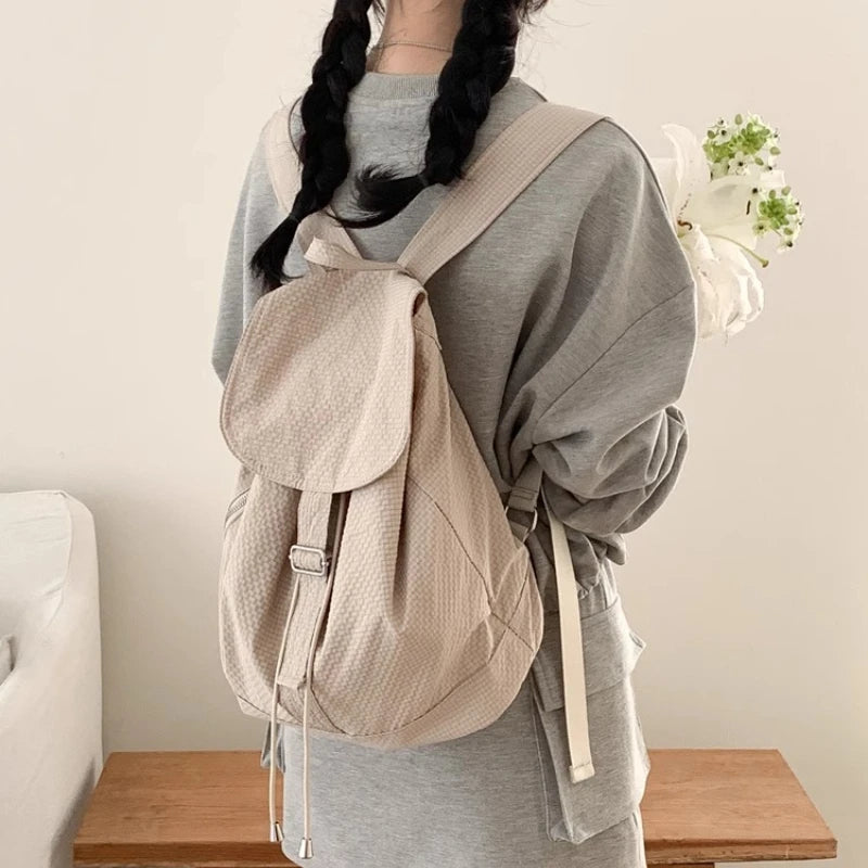 Qfdian Streetwear Vintage Nylon Simple Backpacks Casual All Match Women Students Backpack Y2k Aesthetic Fashion Ins Grunge Schoolbags