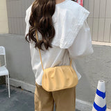 Qfdian Korean Simple Fairy Pleated Cloud Bag Women Y2k Aesthetic Chic Elegant Shoulder Bags 2025 Office Lady Fashion Handbags Crossbody