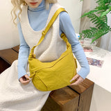 Qfdian New Women Simple All Match Shoulder Handbags Casual Solid Cargo Hobo Bag Streetwear Vintage Crossbody Bags Y2k Aesthetic