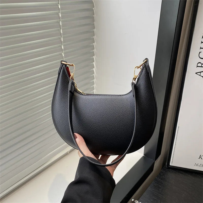 Qfdian New Fashion Underarm Bags High-end Moon-shaped Baseball Bag Showing Luxury Women's Single Shoulder Bag and Handbags